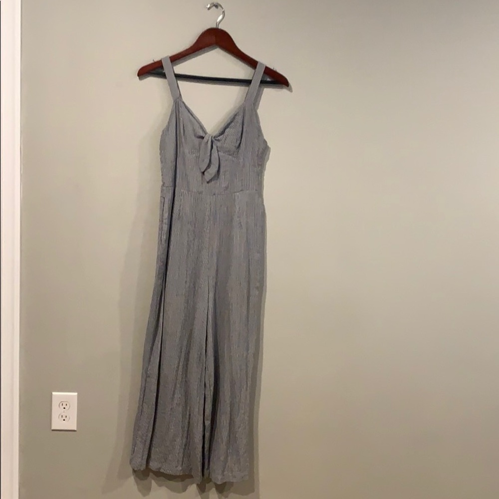 Grey/blue white striped romper